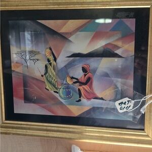 Abstract African Art with Gold Frame